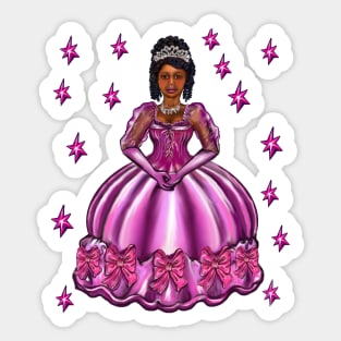 Princess -  Black Princess, curly haired, in purple with stars  iv  ! beautiful  black girl with Afro hair, brown eyes and dark brown skin. Hair love ! Sticker